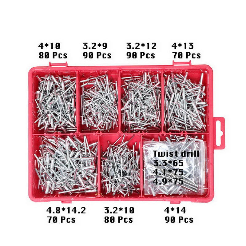 Multiple Sizes Blind Rivets Small Head Aluminum Dome Head Blind Pop Rivets Assortment Kit,570Pcs+ Drill 3Pcs(Silver)