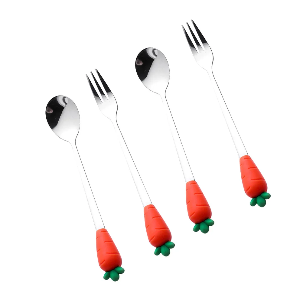 

Ice Cream Dessert Tableware Stainlews Steel Scoop Fork Spoons Mini Forks Silverware Icecream and