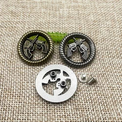 5 Set Two Guns Conchos for Leather Decorative Conchos Buttons Metal Stud Screw Back Rivet DIY Creativity Product Accessories
