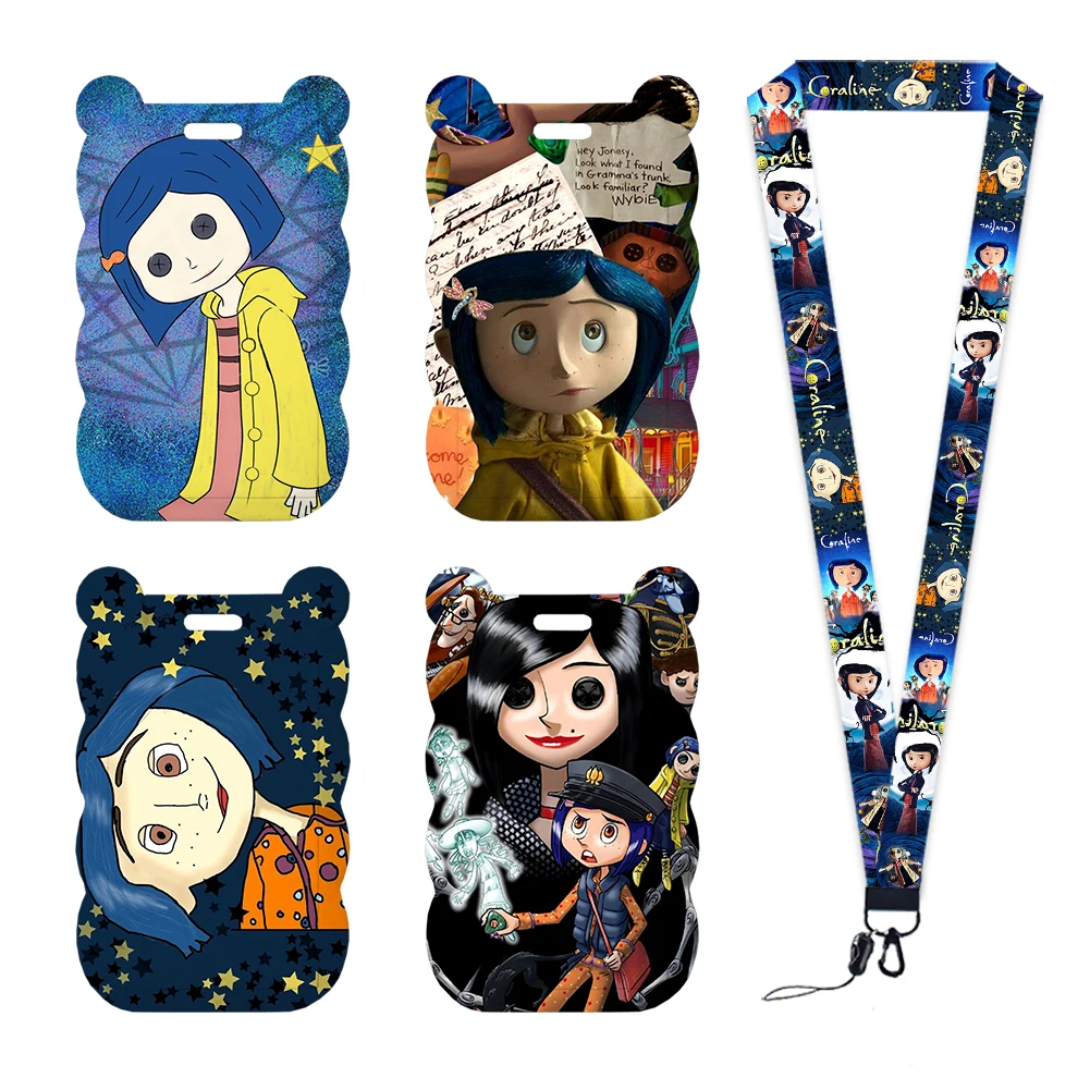 ディズニーコララインカードホルダーストラップガールズドアカード吊りロープバッジホルダーネックストラップ名刺小さなギフト