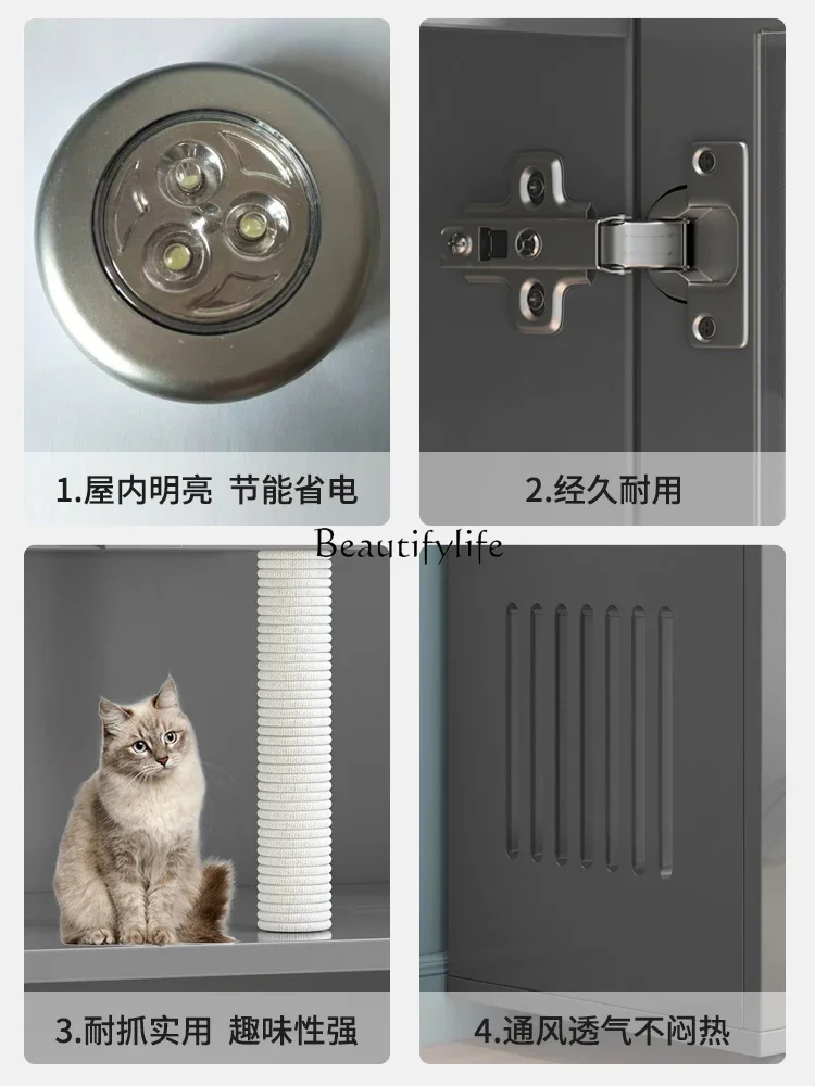 1*Solid Wood Cat Cage Home Indoor Super Large Free Space Double-Layer Three-Layer Cat Villa