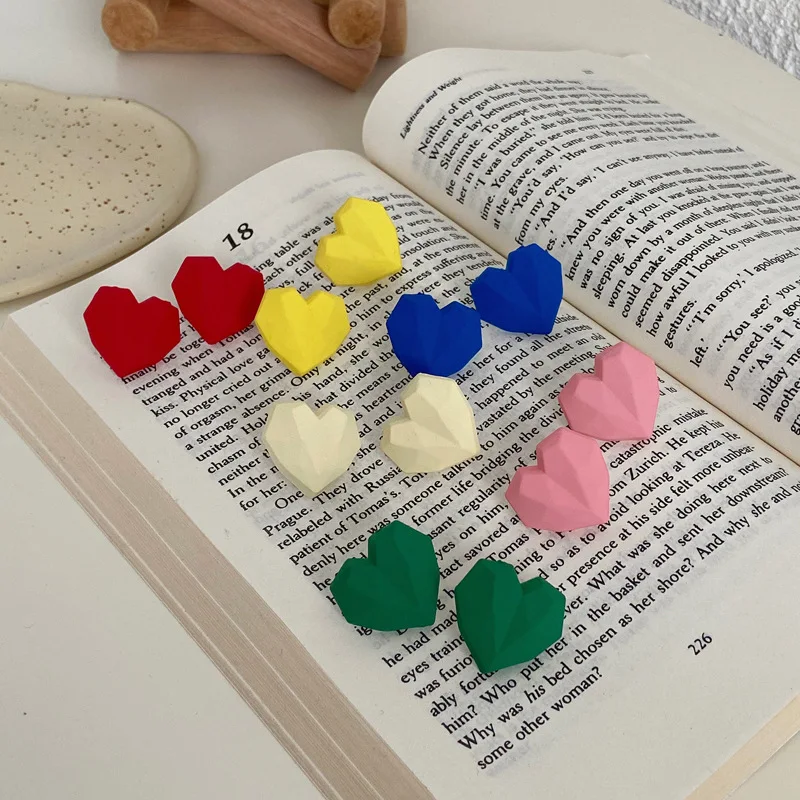 New colorful love earrings candy color irregular three-dimensional cut simple fashion earrings trend charm women's earrings