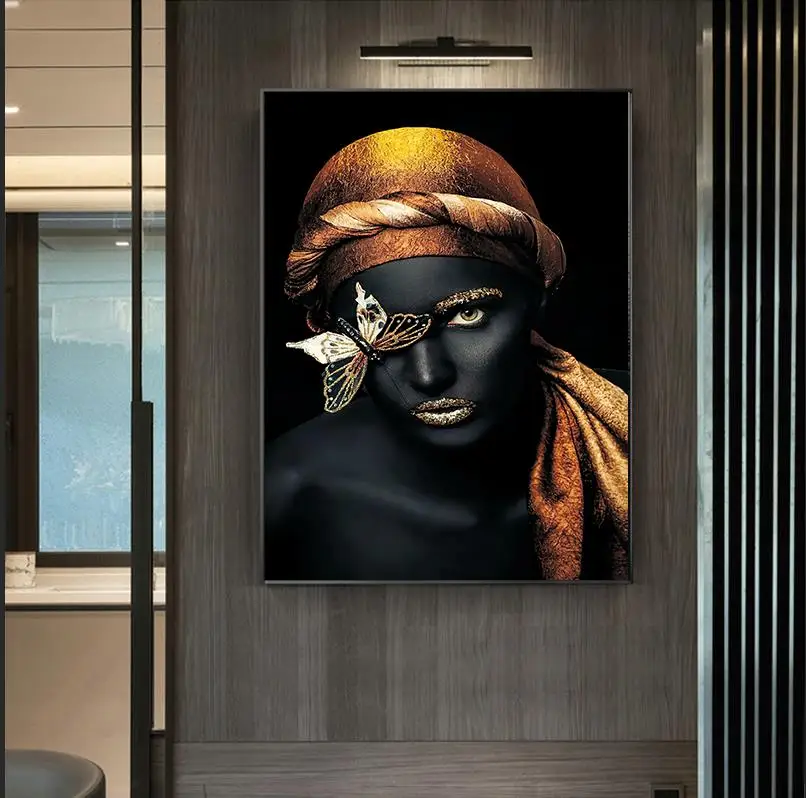 African woman wall art painting art posters and prints big black woman holding gold jewelry canvas picture home decor