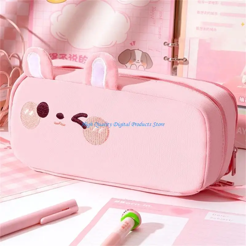 

U2JE Animal Canvas Pencil Case High Capacity Pencil Pouches Multi Compartments Portable Pen Organiser For School Office Use