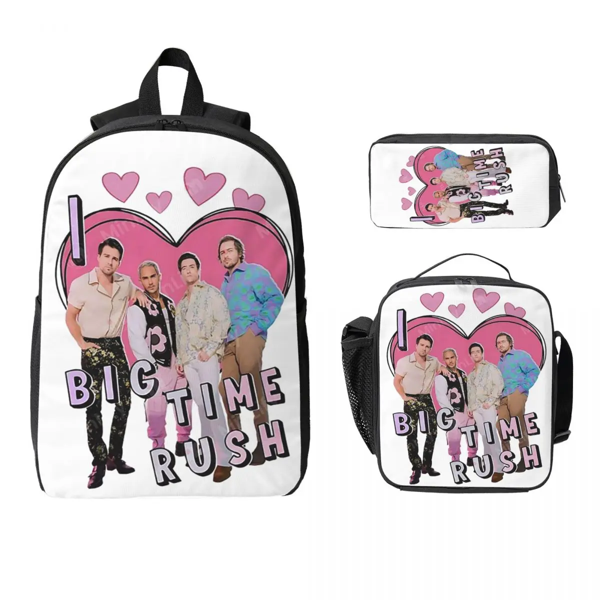 

Love Big Time Rush BTR Band Music Backpack Boy Girls BookBag School Bag Laptop Shoulder Bags 3ps Insulated Lunch Bag Pencil Case