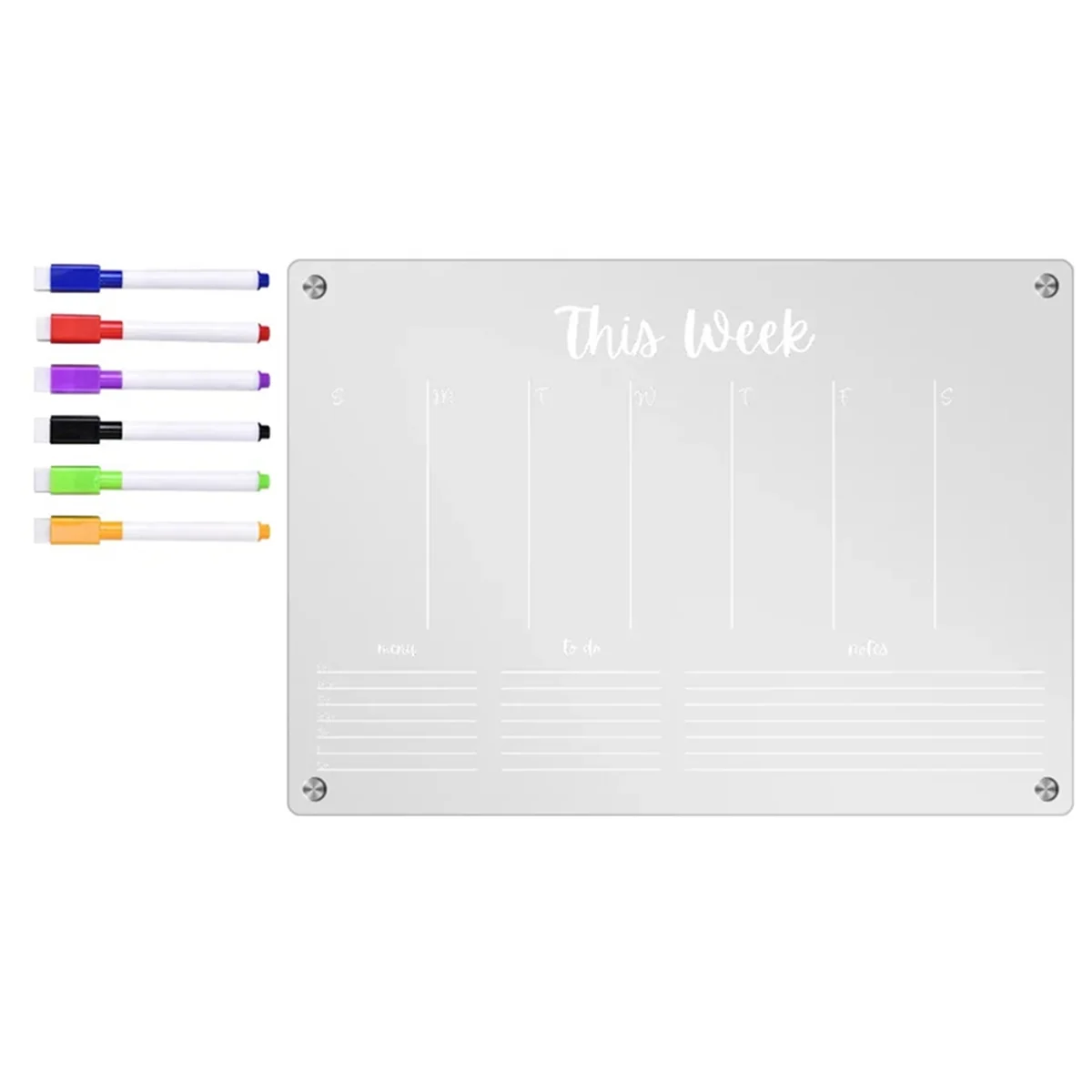 

Planner Weekly Clear Magnetic Calendar Board Weekly Plan Notepad Magnetic Refrigerator Sticker, L-WEEK