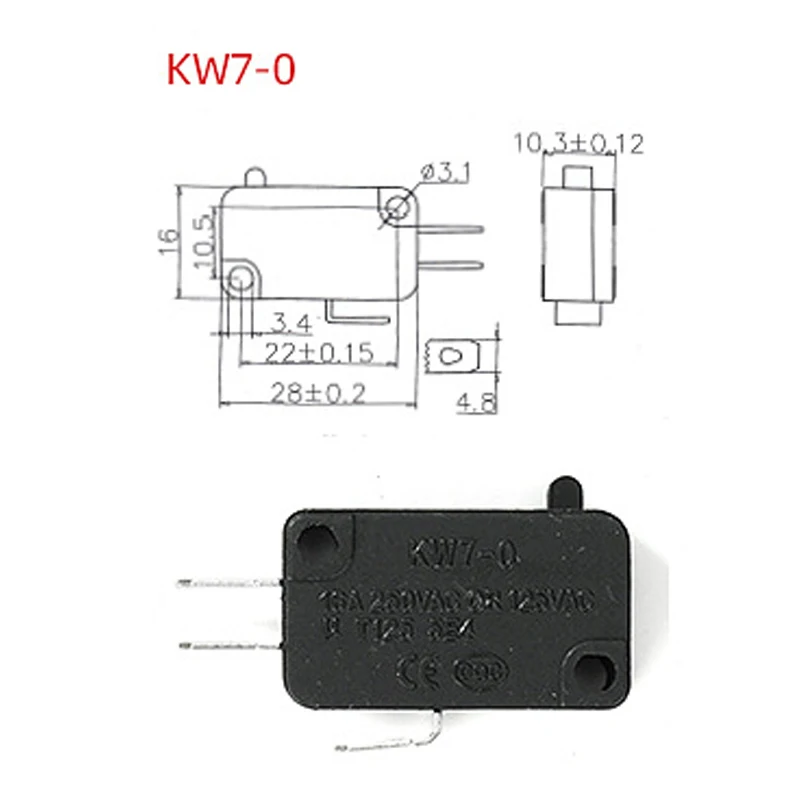 Uniteelec 10Pcs/Lot  KW7-0/7-1/7-2/7-3/7-5/7-9 Micro Limit  Switch 16A 250V