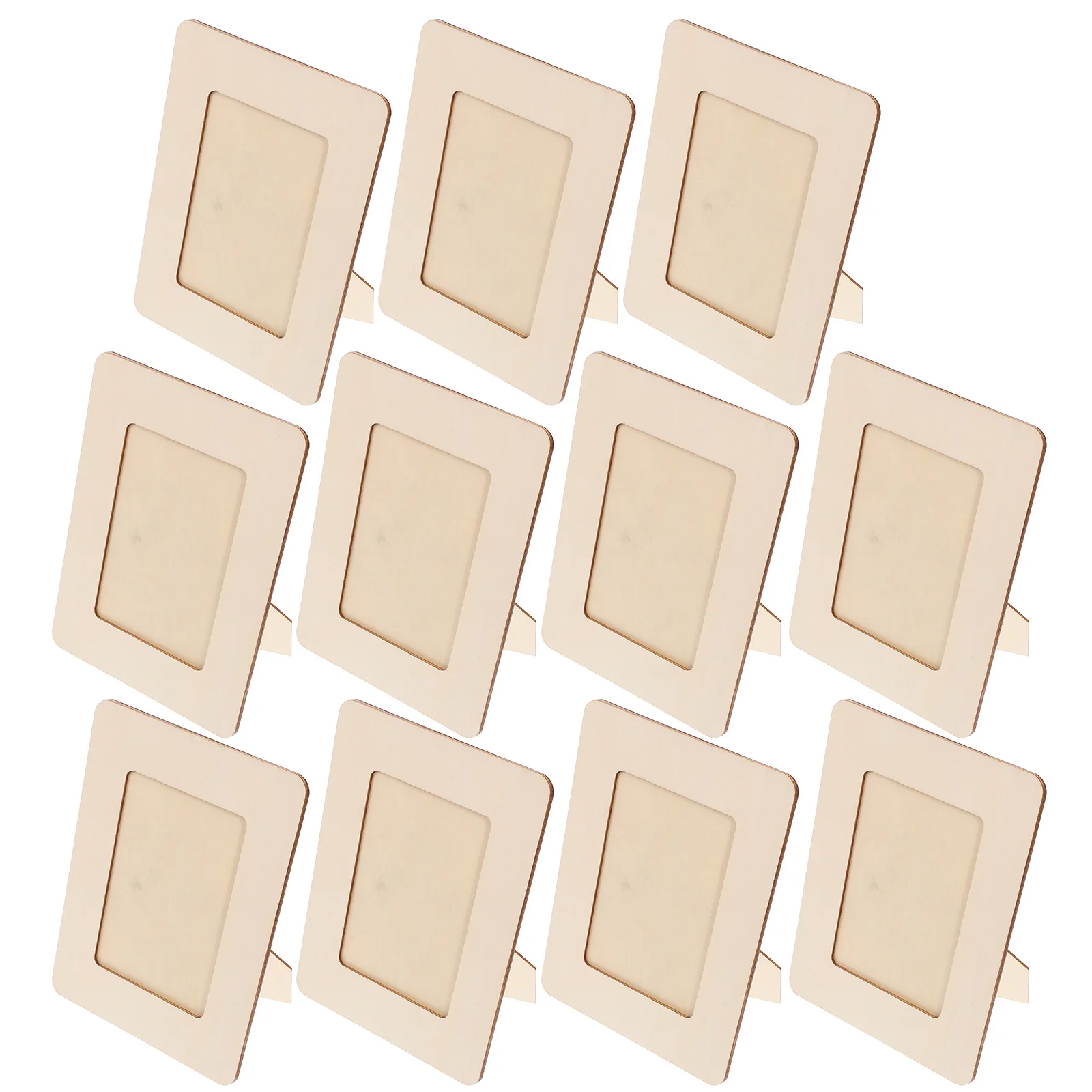 กรอบรูปไม้ DIY สำหรับเด็ก 10 ชิ้น ไม้ดิบขนาดเล็กสำหรับระบายสี งานฝีมือสำหรับเด็ก แสดงผลงานศิลปะ กรอบรูปไม้ขนาดเล็ก