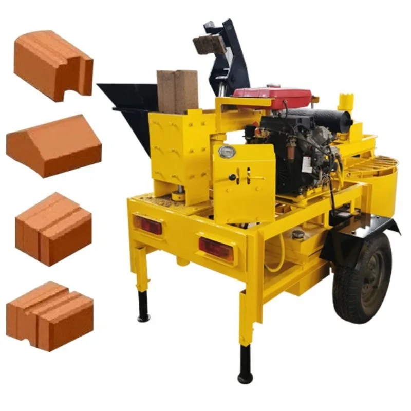 Portable Hydraulic Concrete Brick Making Machine Mobile Cement Block Machine Hollow Brick Egg Laying Paver Curb Stone Maker