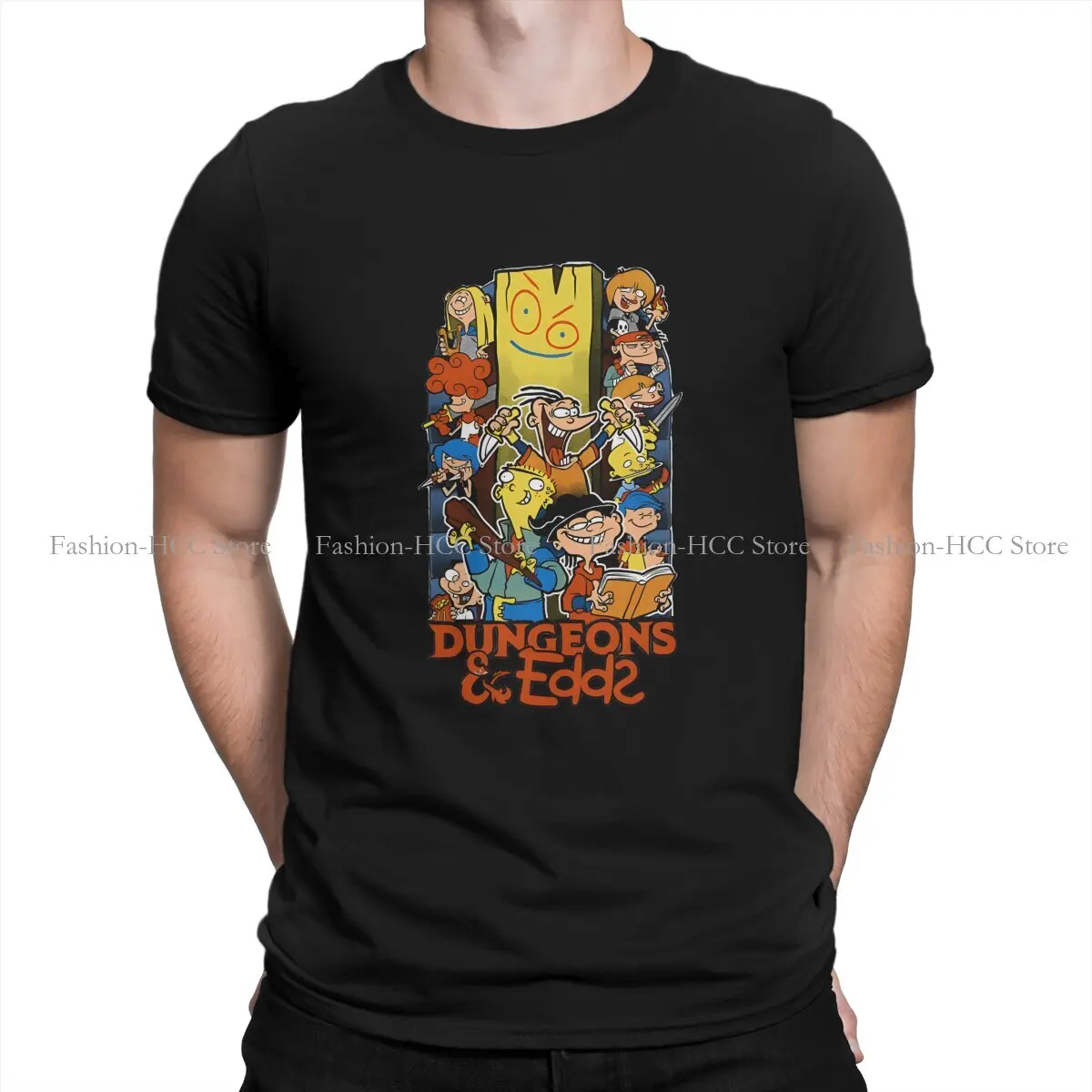 Ed Edd Eddy TV Series Cartoon Dungeons And Edds RPG 90S Animation T Shirt Polyester Graphic Men Tees Summer O-Neck TShirt