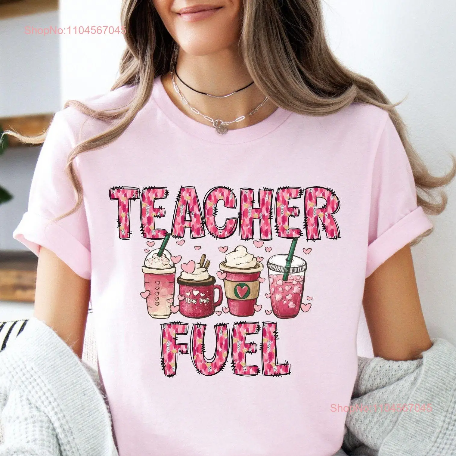 Funny Valentine's Day Teacher T Shirt Valentines Coffee Lover Teachers Fuel Teaching Teach Team Heart Latte V s