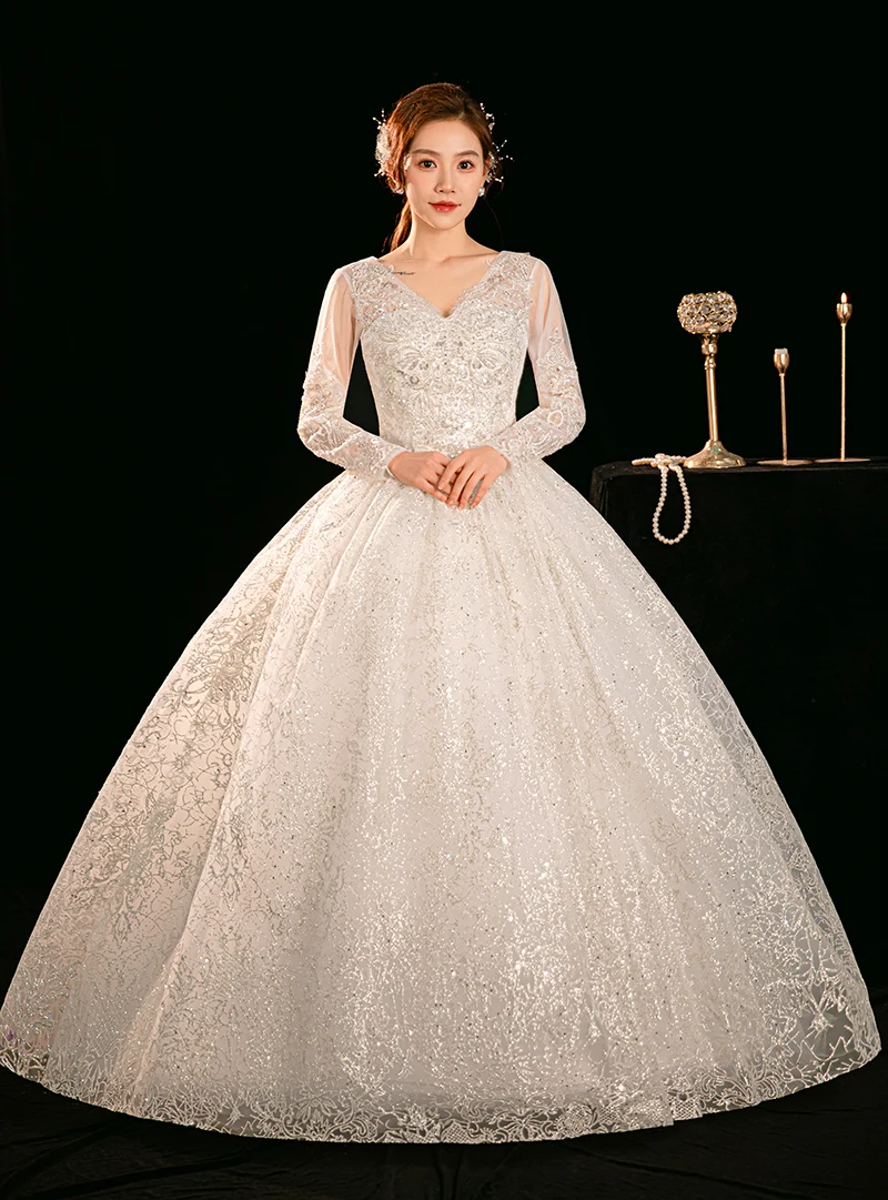 XXN-998#Long Sleeved French Princess Wedding Dress 2025 New Style For Brides With high-end Texture and Affordable Wholesale Girl