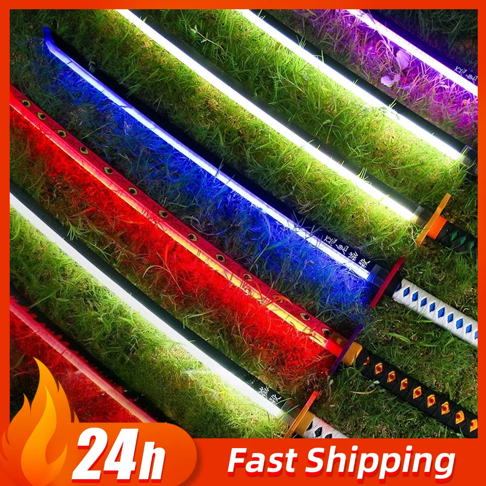 ดาบคาตานะ 100 ซม. ดาบพิฆาตอสูร อนิเมะ ของสะสม ดาบซามูไรเรืองแสง ทันจิโร่ คอสเพลย์ อุปกรณ์ประกอบฉาก มีด อาวุธ โมเดล พลาสติก ของเล่น