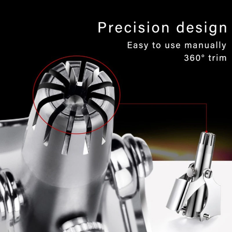 منظف تشذيب شعر الأنف للرجال والنساء من الفولاذ المقاوم للصدأ، ماكينة حلاقة يدوية ميكانيكية، أدوات إزالة الشعر قابلة للغسل مع فرشاة