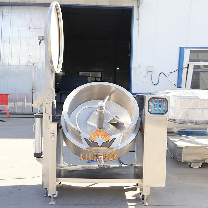 Commercial Tofu Making Machine | Industrial Jacketed Cooking Kettle With Agitator & Tilting System For Bean Curd Processing