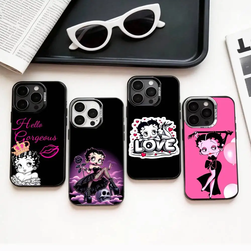 

G-Girl G-Betty-es B-BoOpS Phone Case For iPhone17,16,15,14,13,12,11 Plus,Pro Max Colored Silver Plated Inside Cover