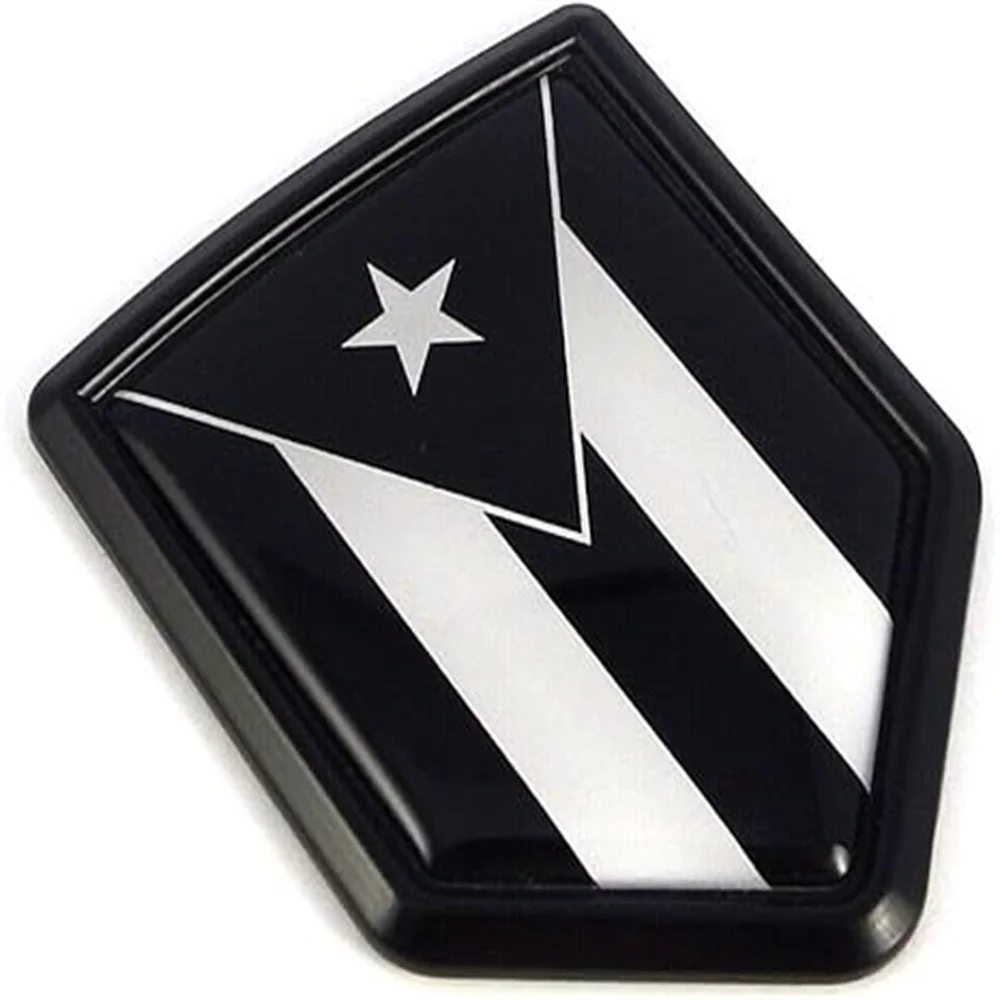 

Puerto Rico Black and White Flag Black Shield Car Bike Decal Crest Emblem for Cars motorcycle Truck Vehicles Car emblems