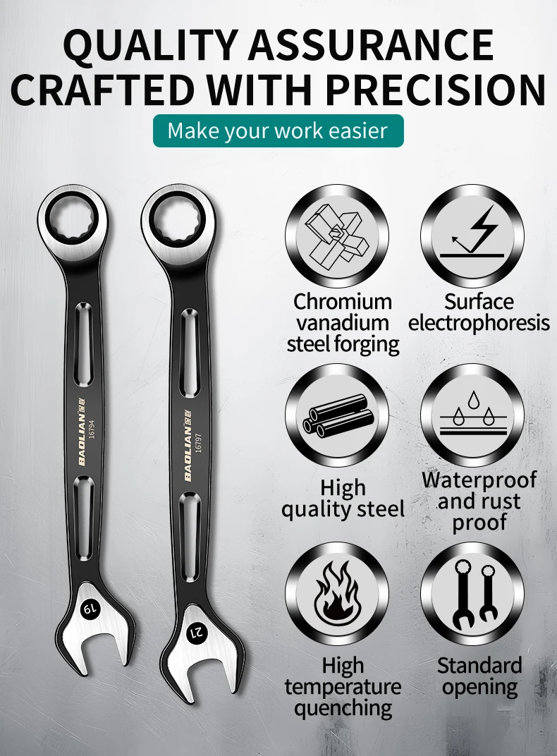 6mm-22mm Ring-maulschlüssel Dual-zweck Schlüssel arbeitssparende Anti Slip Metric Universal Spanner Für Auto reparatur Hand Werkzeug – Detail 2