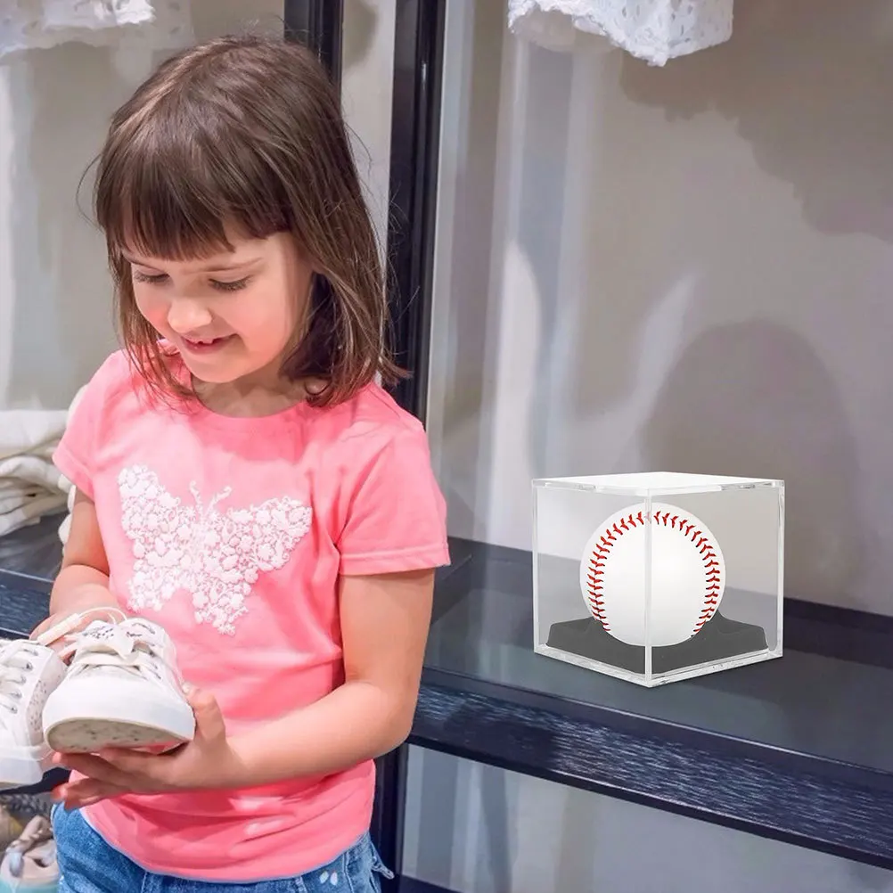 

1Set Clear Acrylic Baseball Display Case Cube Durable Foam Baseball Holder Small Display Box for Indoor Collection