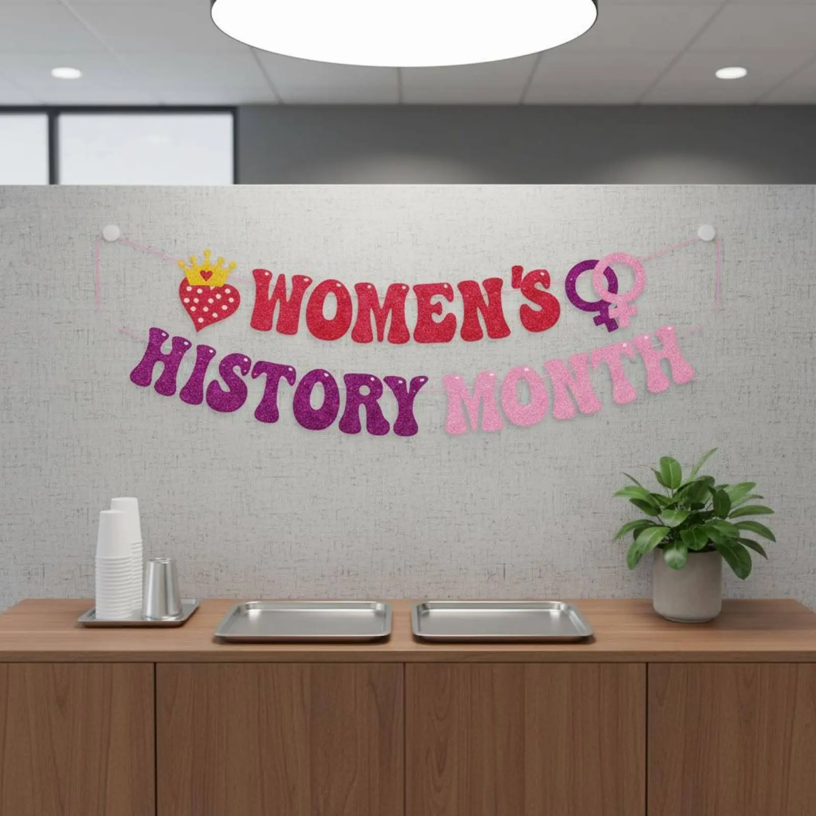 Women's History Month Banner Easy to Assemble Women's History Month Decorations Feminist Banner and Curls Set Reusable