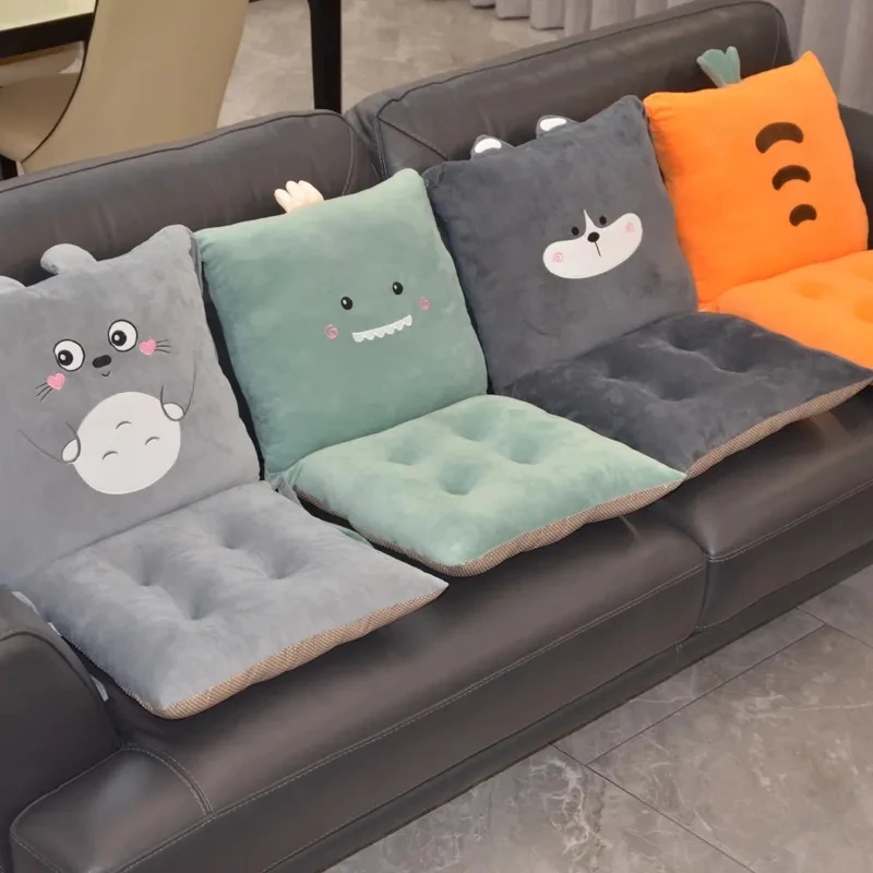 Cartoon Pattern One-piece Plush Office Chair Cushion Dormitory Student Non-slip Chair Mat Sedentary Thicken One-piece Seat Pad