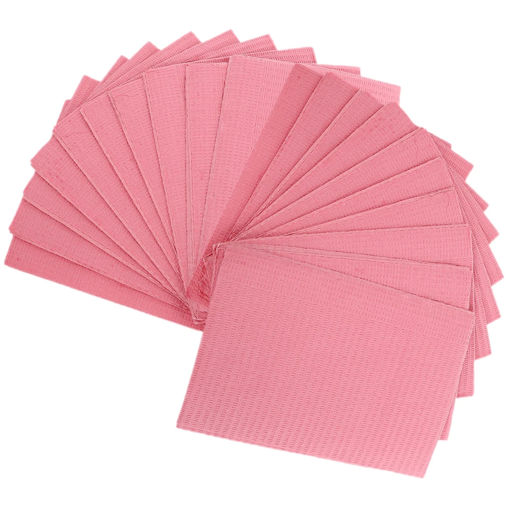 

50 Pcs Pink Disposable Waterproof Dental Pads Tattoo Table Covers Clean Bibs Oral Care Supplies Single Use Nail Salons Home