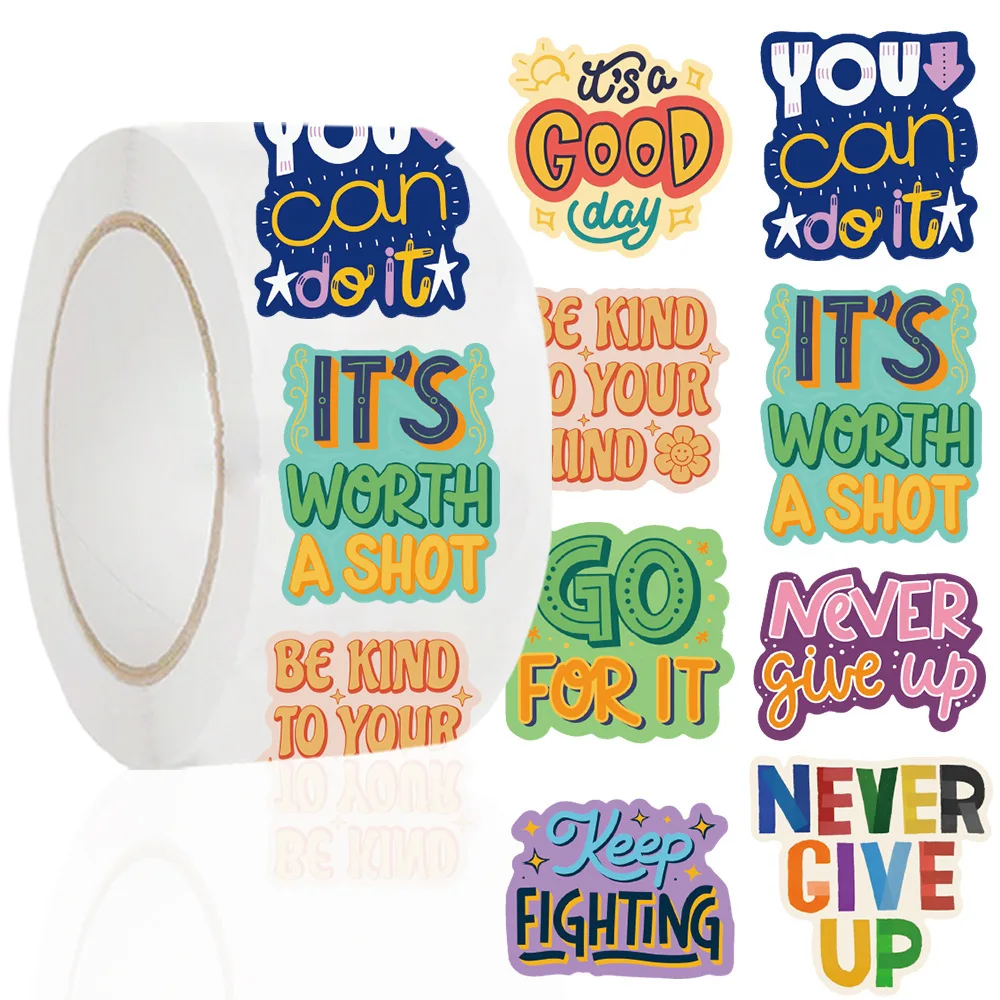 500Pcs Motivational Stickers for Kids, Cute Positive Reward Stickers Roll, Incentive Labels for School Stationery & Crafts