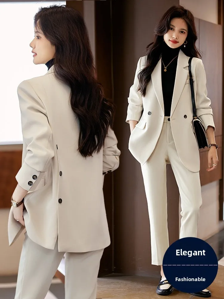 Elegant Women's Suit Set High-End Feelings Street Style Small Ladies'  Casual Commute Interview Applicable Polyester