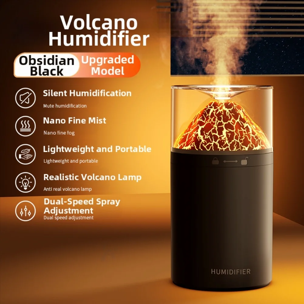 300ml Volcanic Humidifier with Aromatherapy and Mood Enhancing Ambient Light Compact and Quiet for Use in Bedroom or Office