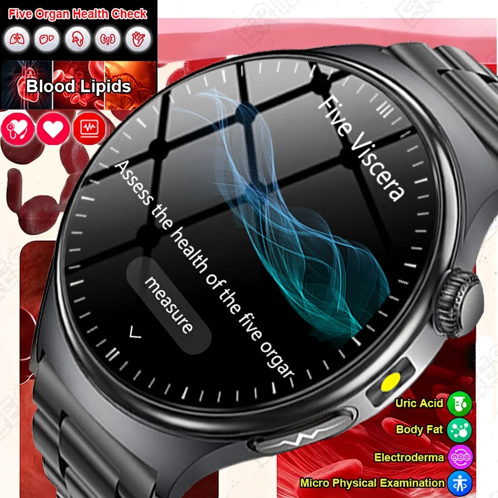 2026 New Accurate Diagnosis ECG Smart Watch Body Fat Blood Oxygen BP Health Sport HD AMOLED Screen Call Smart Watch Men Women