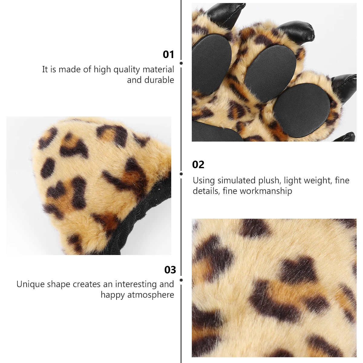 

Animal Tail Gloves Decor Supplies Leopard Print Props Cartoon Suit Accessories Party Hat Role Playing Costumes Lightweight