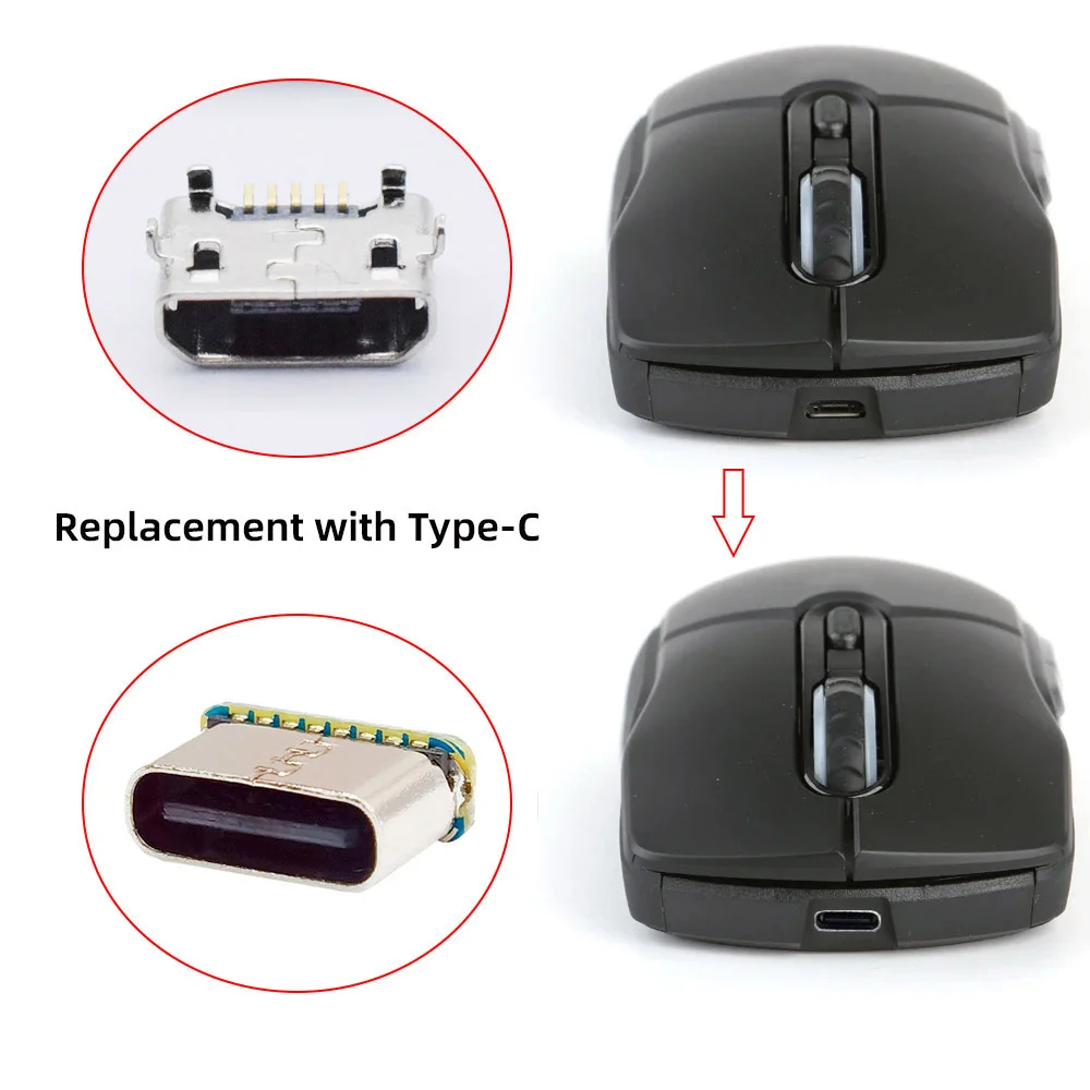 ChenYang 10 Pack USB C DIY Connector,Micro USB 5Pin to USB C Female Socket Port Repair Replacement Solder Adapter