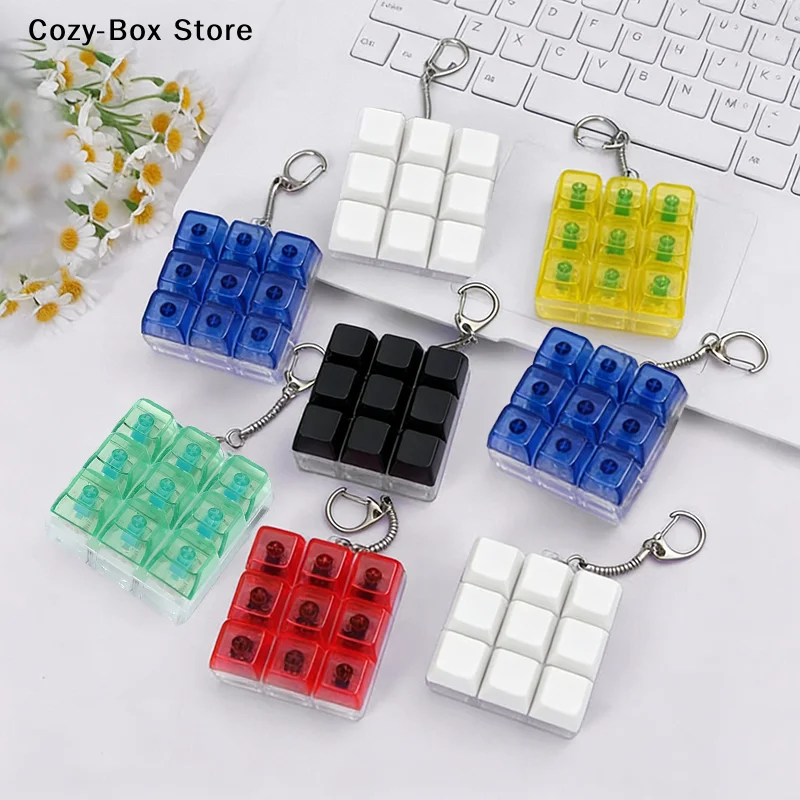 [ZY]9 Keys Mechanical Keyboard Axis Tester Finger Keyboards Key Toy Keycap Keychain Gift Stress Relief Fidget Button Toys[ZY]