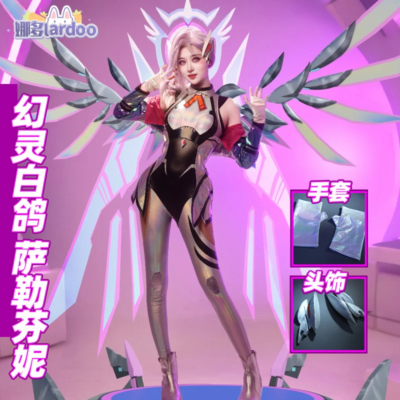 Seraphine cosplay costume game lol anime women fashion jumpsuit coat battle dove uniform Halloween costume role paly clothing