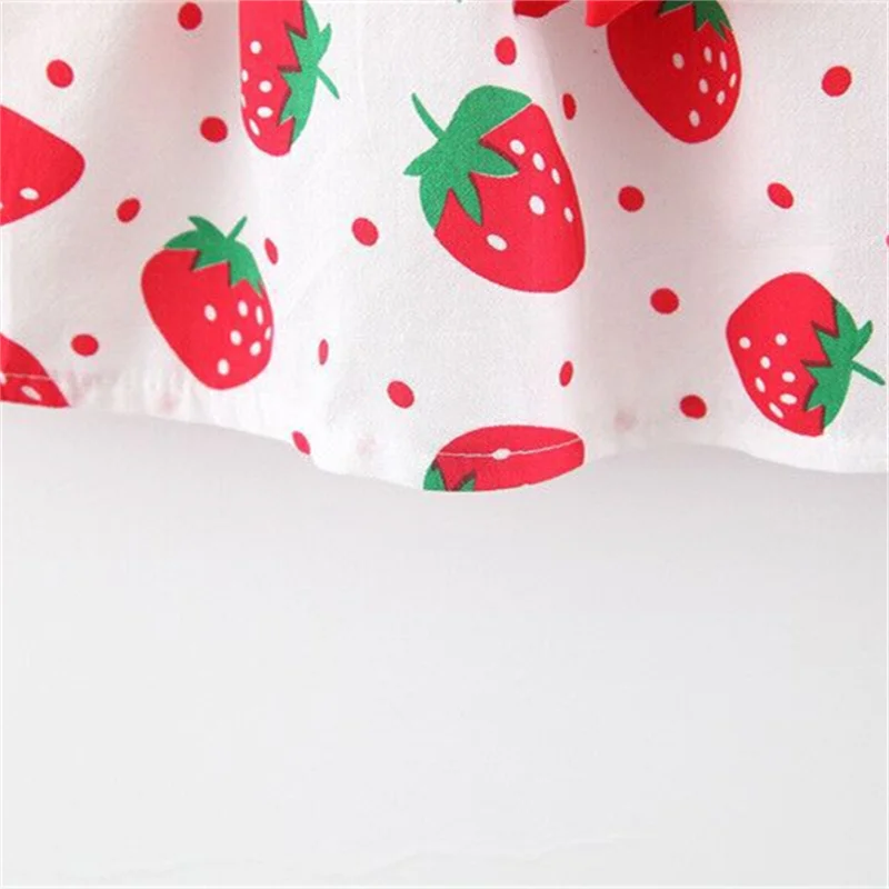 Baby Girl Dress Summer Cute Strawberry Print Dress Bow Beautiful Baby Girl Dress (0-3 Years Old)