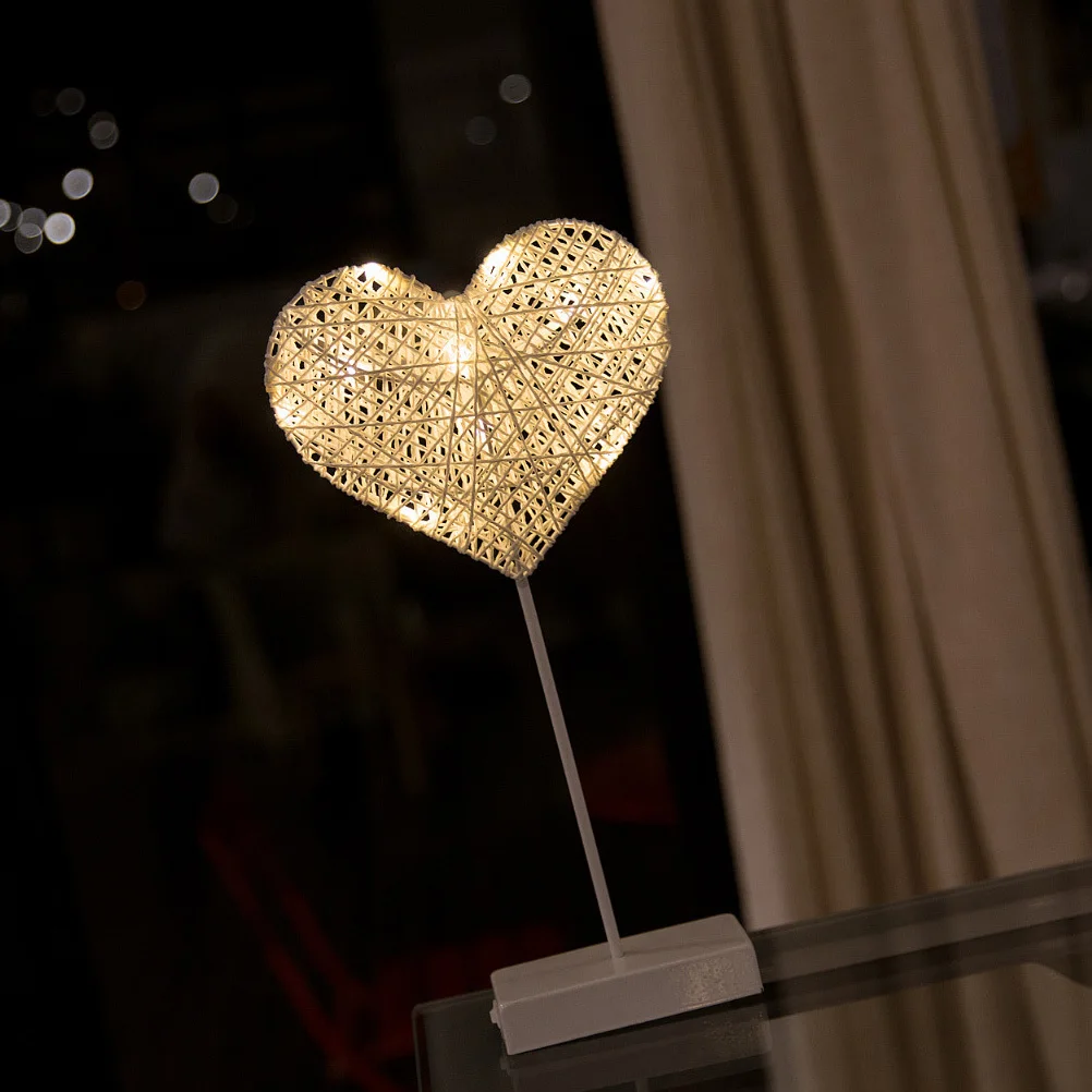 شكل قلب الإضاءة ليلة أدى ضوء الديكور مصباح بالطاقة النحاس مصباح ديكور للمنزل هدية الأبيض الدافئ