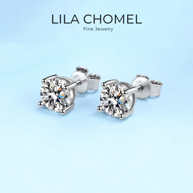 

Girl Valentine's Day 18K White Gold Birthday Gift 0.5/0.8/1/2/3CT Moissanite Diamond Wife PT950 Platinum Women Wedding Earrings