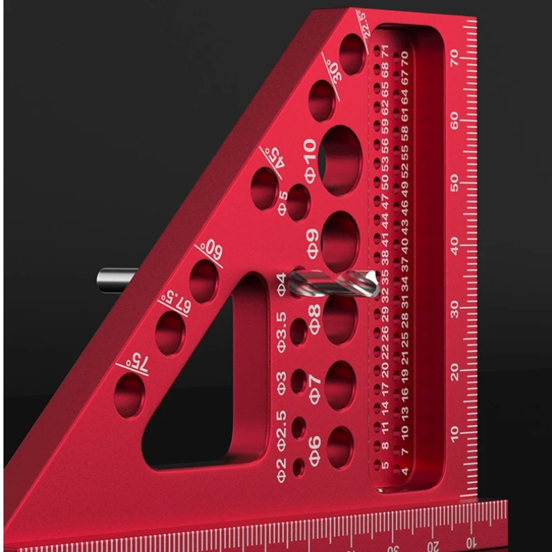 For Angle Scriber Woodworking Square Protractor Aluminum Alloy Miter Ruler with Dowel Pins