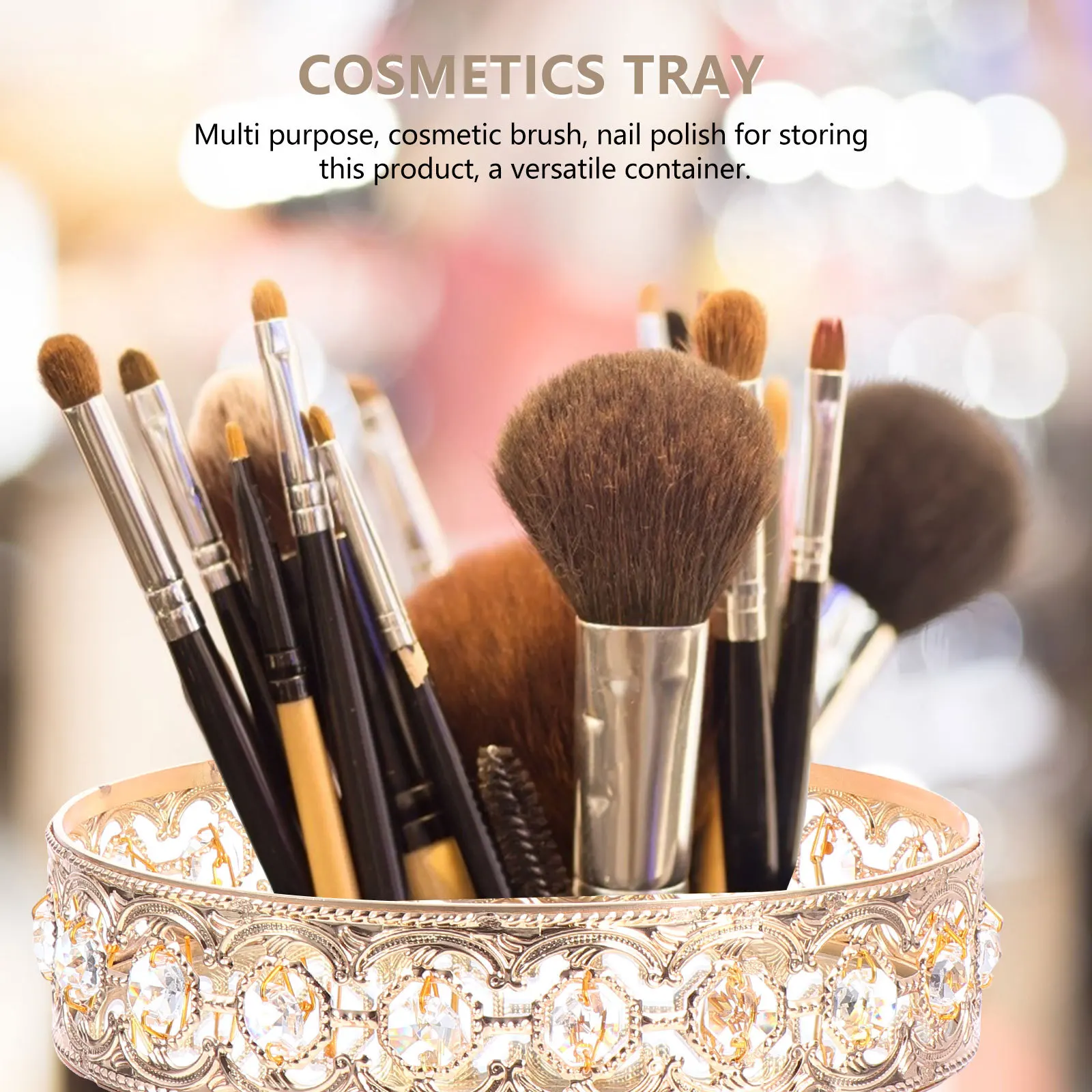 

1Pcs 20cm Crystal Cosmetics Storage Tray European Style Glass Plate Home Adornment Exquisite Patterns Practical Multipurpose