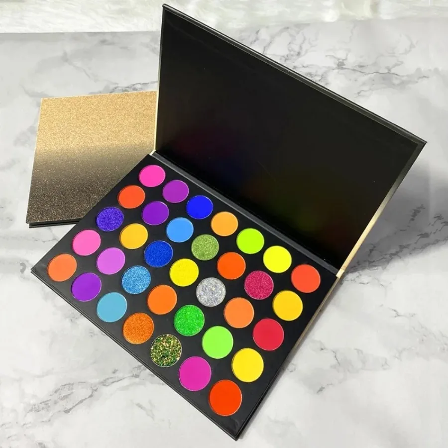 Private Label 35colors Shiny Glitter Eyeshadow Palette Waterproof Long Lasting Pigmented Matte Natural Eye Shadow Makeup Bulk