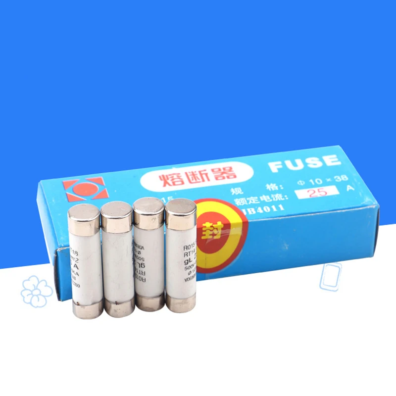 20Pcs 10*38 Fast Blow Ceramic Fuse 10x38mm Fuse 380V 500V 0.5A 1A 2A 3A 4A 5A 6A 8A 10A 16A 20A 25A 32A 40A RO15 RT18 RT14