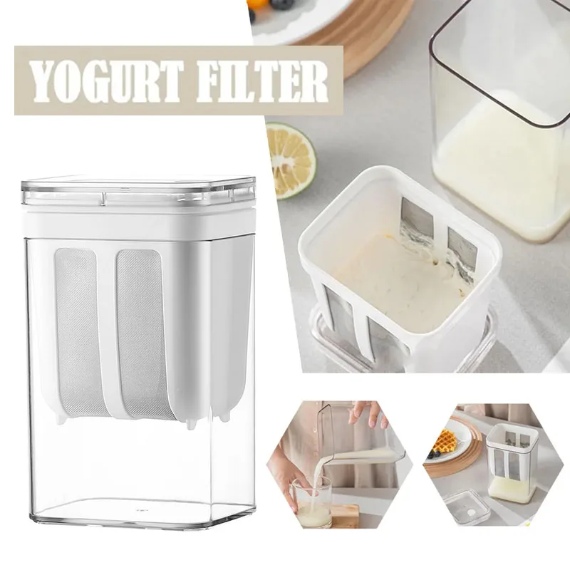 1100ml Yogurt Filter & Strainer Fine Mesh Transparent Box Homemade Screen Cheese Moisture Seperator Maker for Kitchen