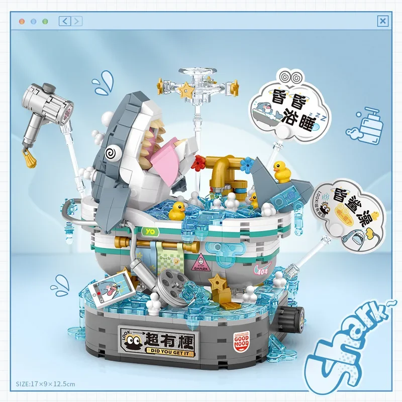 LOZ ตลก Shark Soak Building Blocks การ์ตูน Bee Mini Micro อิฐ Kawaii สัตว์ปริศนารูปของเล่นสําหรับเด็กคริสต์มาสของขวัญ