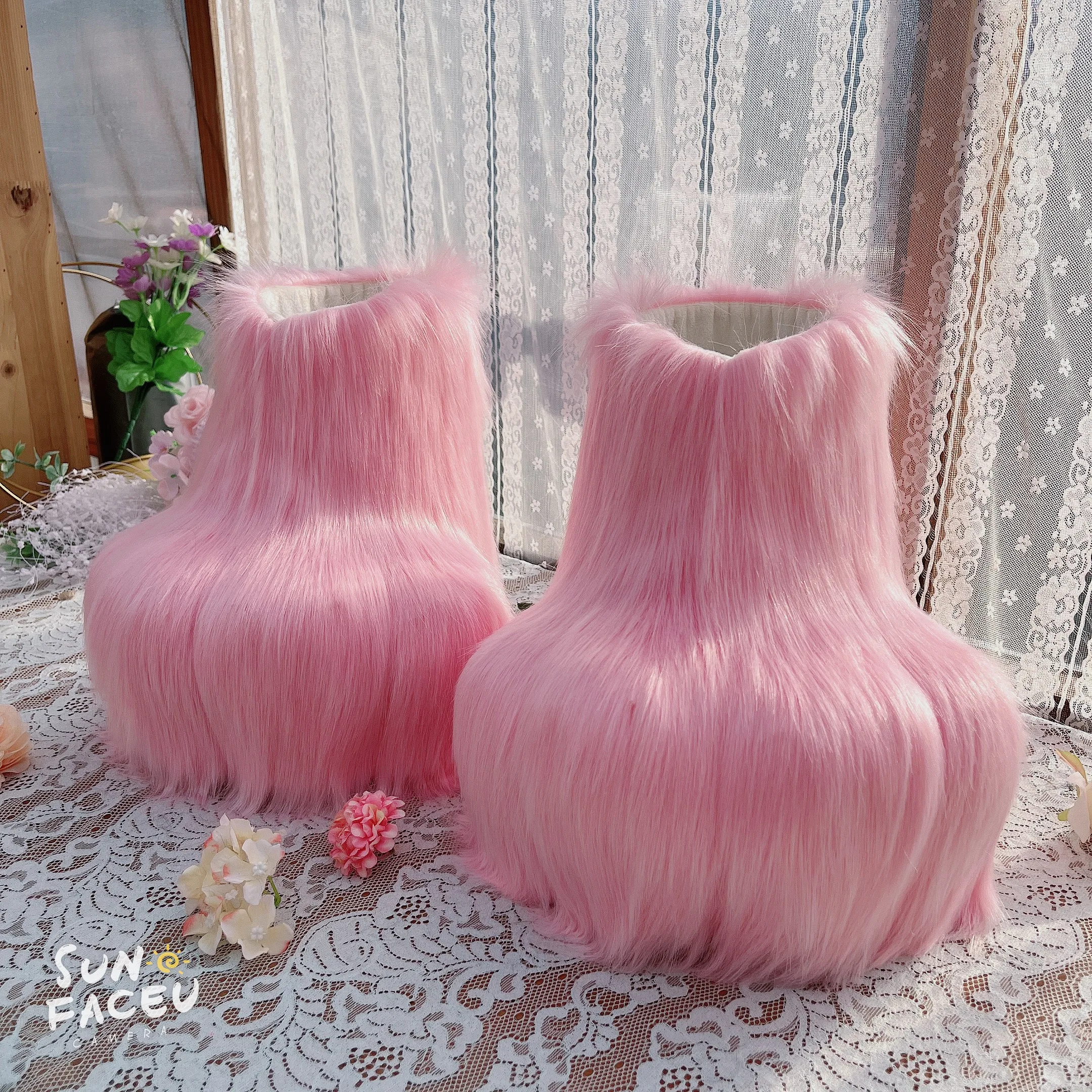 Fursuit de Anime para niños, disfraz de Cosplay peludo Kigurumi, cabeza de pelo azul, zapatos de cola de pata, muñeca Comiket Furries, máscara Kig, regalo de 5 a 18 años