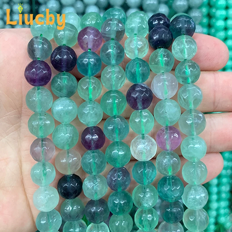 

DIY decoration exquisite Rings Crafts Natural Stone Faceted Fluorite Handmade Beads for For Jewelry Making 15" Strand 4/6/8/10MM