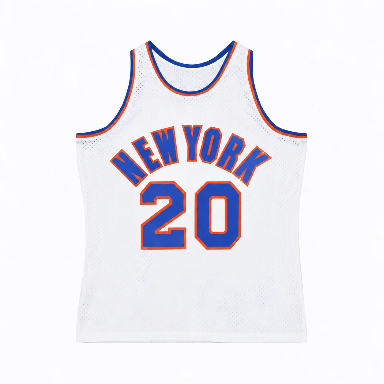New York 20 Basketball Jersey for Men White Mesh Sleeveless Tank Top Blue Orange Letter Print Retro Sportswear