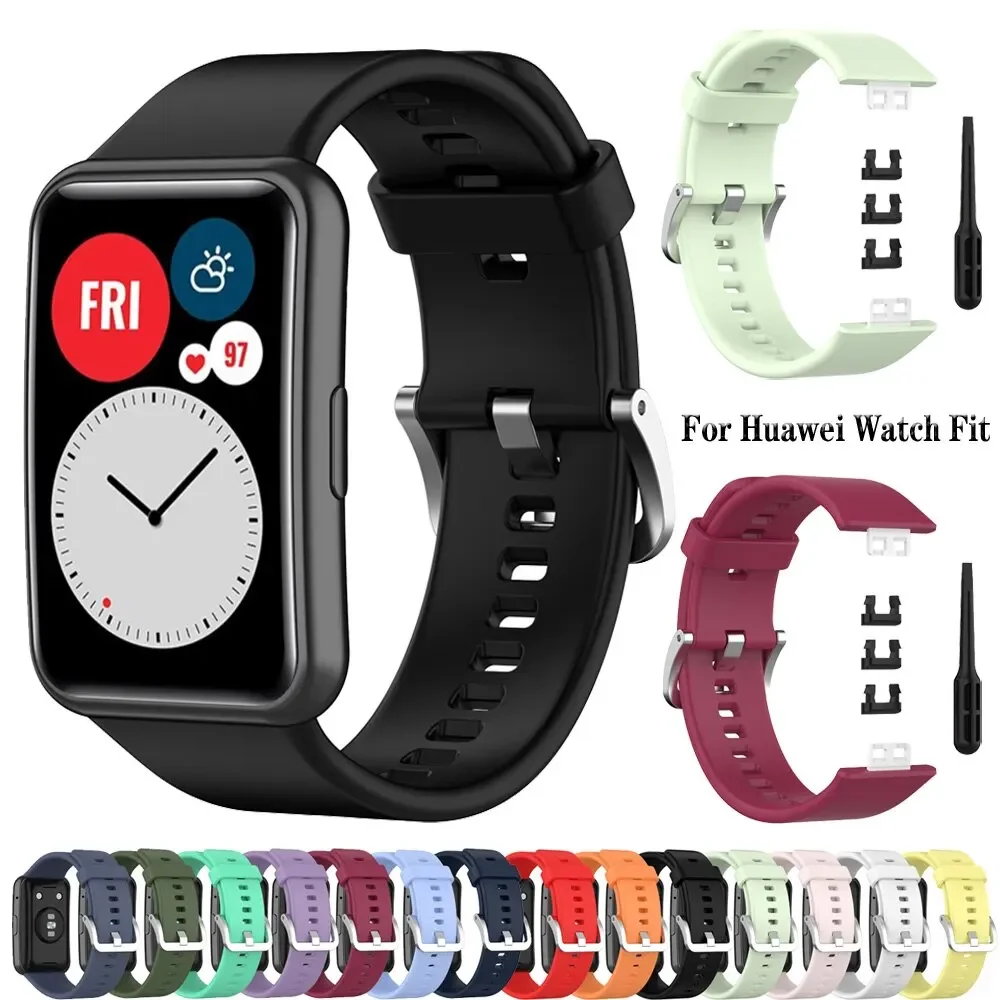 

Silicone Band For Huawei Watch FIT Strap Smartwatch Accessories Replacement Wrist bracelet correa huawei watch fit 2021 Strap