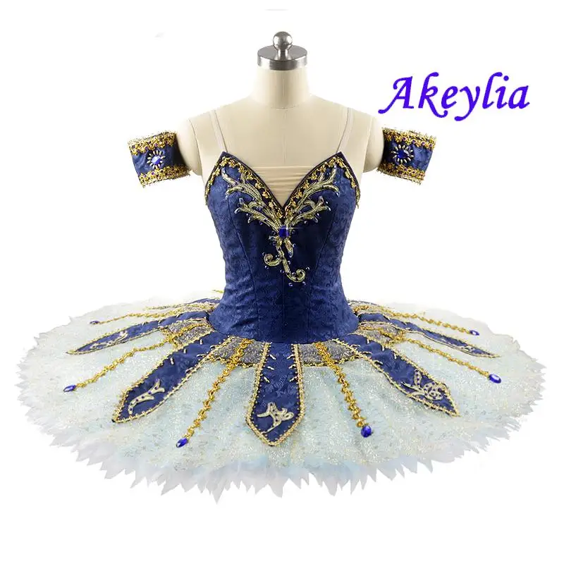 Adult Raymonda Variation Professional Tutu Classical Ballet Costumes women Navy Blue Jacquard Pancake tutu No elasticity JN0119