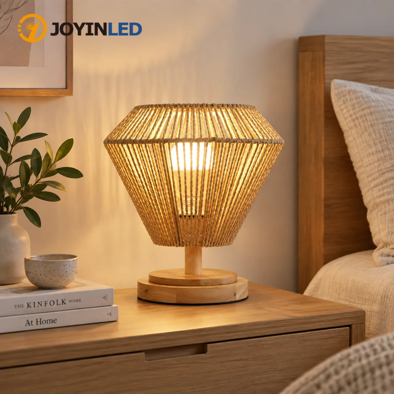 JOYINLED Bamboo Lamp Shade 24x18CM Hand Woven Rattan Lampshade E27 Table Lamp Cover Replacement Shade Boho Home Decor