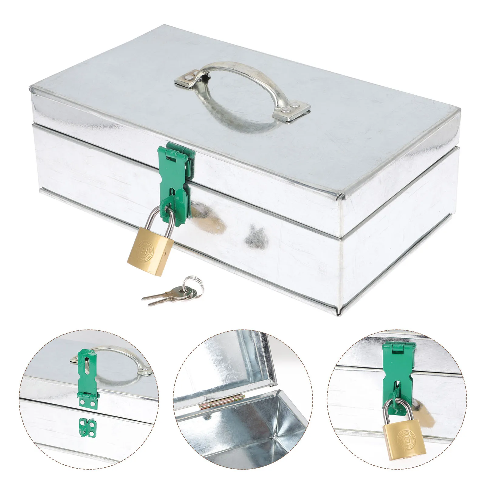 

Iron Garden Tool Storage Box Large Capacity Portable Toolbox for Yard Garden Tools Holder with Latch Multifunctional Utility